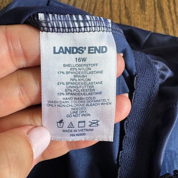 Lands End Womens Solid Navy Blue Strapless Tankini Swim Suit Top Plus Size 16W - Picture 4 of 6